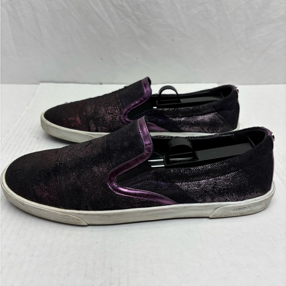 Jimmy Choo Iridescent Purple Slip-On Sneakers, SZ 40.5, box 32 - Picture 4 of 10